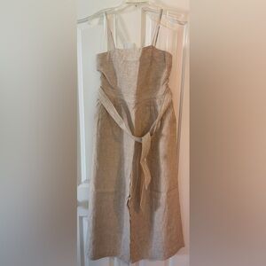 J. Crew Striped Cream and Tan Romper - Size 8 - 100% Linen